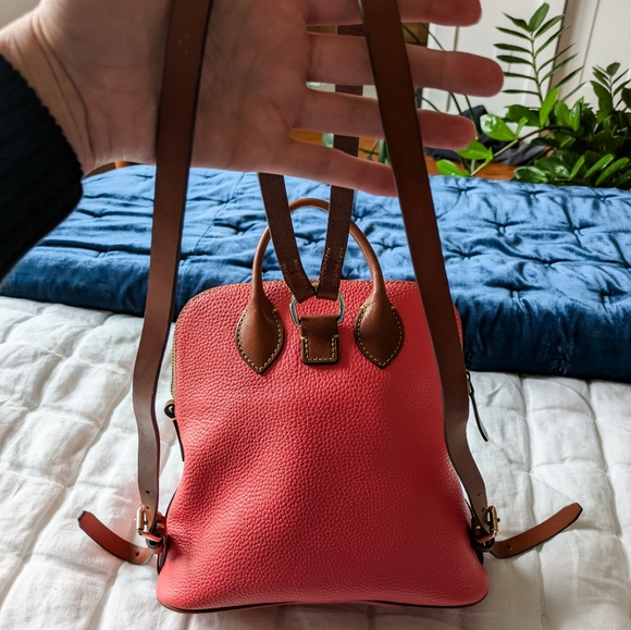 EUC Dooney & Bourke Pebble Grain Leather Backpack, Geranium Pink - Picture 3 of 16